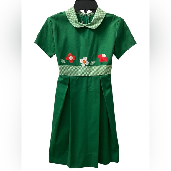 Sylvia Whyte Other - Vintage Sylvia Whyte For Lord & Taylor Green Floral Appliqué Dress